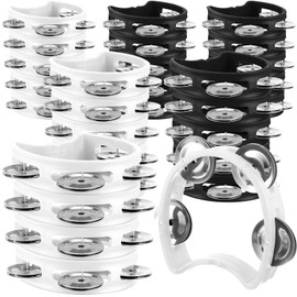 Yeshone 30 Pack Tambourine for Kids Adult Tamborines Musical Instrument Noise Makers 4 Bells Handheld Tambourines for Back to School Supplies Church Wedding Christmas Party(Black and White)