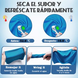 Meajax 4 Toallas de Enfriamiento Deportivas de Microfibra, Toalla Fría de Secado Rápido, Compacta y Ligera, para Gym, Fitness, Running, Yoga, Senderismo, Playa, Camping, Viaje y Aire Libre