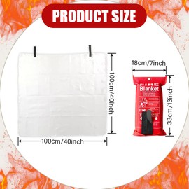 Fire Blanket 40” x 40” Fire Blankets Emergency for People Flame Retardant Fireproof Fire Suppression Blanket for Kitchen, Fireplace, Car, Office, Warehouse(1 Pack)