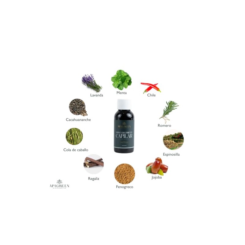 Shampoo Apigreen para Crecimiento Acelerado de Cabello - Fórmula con
