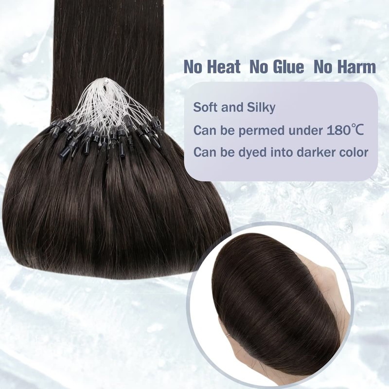 Hetto Micro Ring Extensions, Real Hair Brown Micro Ring Extensions,