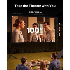 VEVOR Tripod Projector Screen with 2 Stands 100 Inch 160° Wide Angle 4K HD 16:9