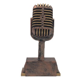 Cyrank Retro Microphone Props Model, Classic Style Microphone Prop, Fake Vintage Microphone Prop Model with Stand, Fake Microphone, Forged Microphone Retro Vocal Miniature Decoration