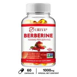 GREVIP - Berberine Ingredient Capsules - 60/120 capsules - Vegetarian, Non-GMO, All-natural Supplement - For Immune System, Gastrointestinal - Specification: 60 capsules