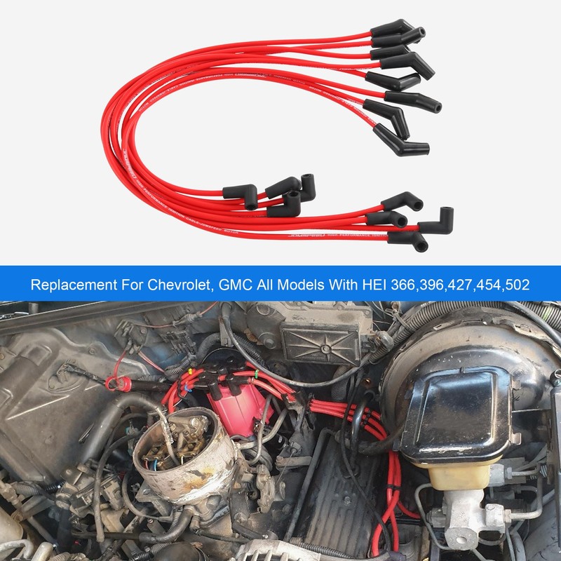 JDMSPEED New HEI Red Spiral Core Spark Plug Wires 45