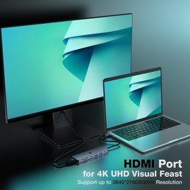 USB C HUB, oditton 7 in 1 Hub Adapter, HDMI Output, 100W Power Delivery, USB C 3.0, Dual USB 3.0 Ports, SD and Micro SD Card Reader, Ideal for USB C Laptops Dell XPS/HP/Surface and More