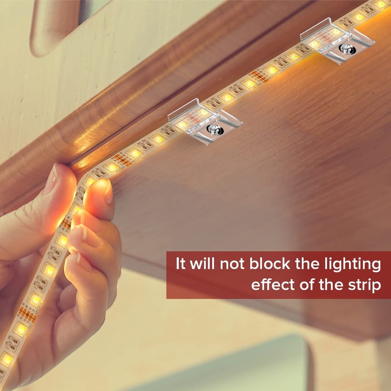 TYMXGHF transparent Strip Light Clips,Self Adhesive with Screws Mounting Holder,50Pcs