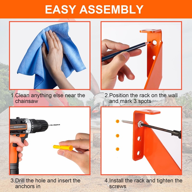 3 in 1 Chainsaw Holder 10" - Heavy Duty Chainsaw