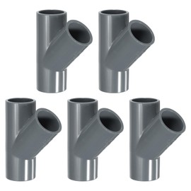 sourcing map 5 Pcs PVC Fitting, 3 Way 45 Degree 1" 0.8" PVC Connectors PVC Elbow PVC Pipe Fittings PVC Coupling PVC Furniture Corner Connector for DIY Garden Support Structure, Grey