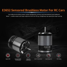 XC E3652 Sensored Brushless Motor for RC Car,2-3S Lipo,IP67 Water Proof,Applicable to:1/10 On-Road,Off-Road,Short Course(Light Load) (4100KV)