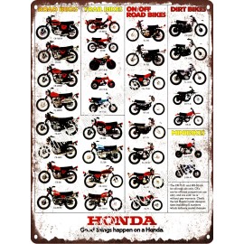 U 1974 HONDA LINE UP FULL LINE MOTORCYCLE BIKE CT90 Metal Sign 9x12" A805