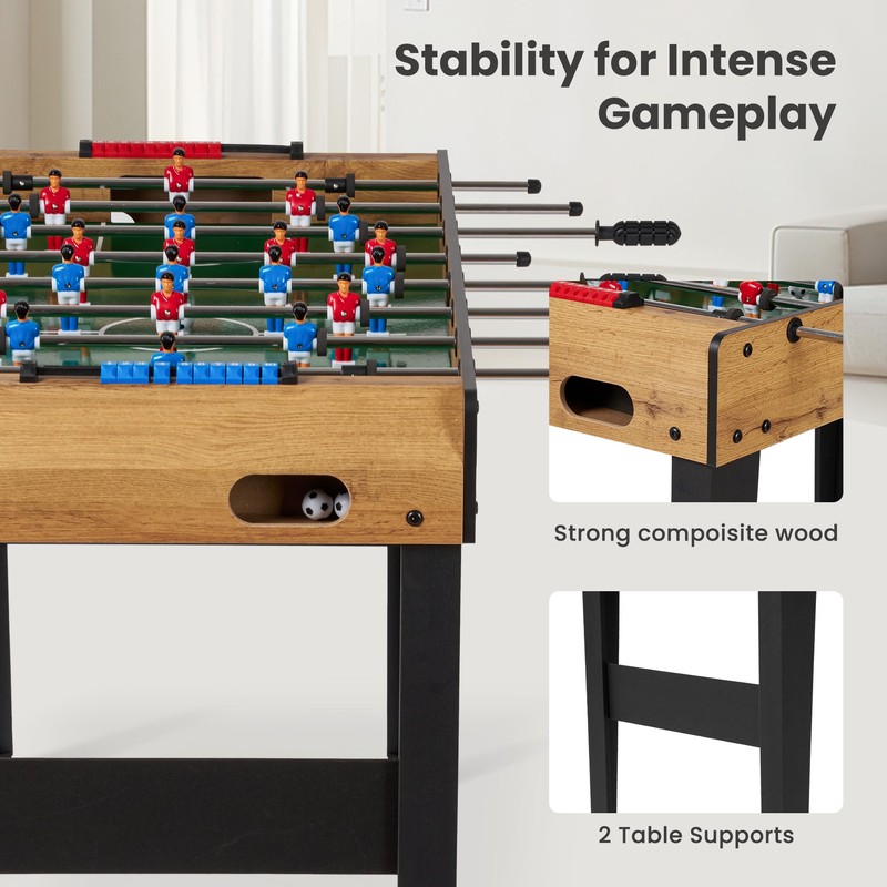 48” Foosball Table, Competition Sized Game Table with Adjustable Table