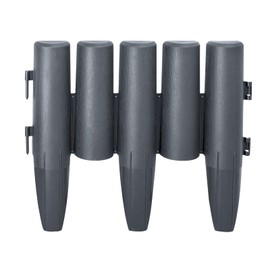 NAIZY Lawn Edging Plastic Flower Bed Edging Garden Palisade with Wood Look Flower Bed Border Lawn Edging Stone Anthracite (L x H): 28 cm x 24 cm – Pack of 10 2.8 m