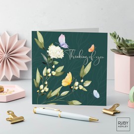 Ruby Ashley Thinking Of You Floral and Butterfly Card Sympathy Card - Condolence, Thinking Of You, Sorry For Your Loss Card Made in the UK