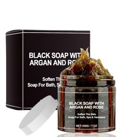 200G Morocco Black Beldi Soap,Moroccan Black Soap Hammam,Deep Cleaning Morocco Body Moisturising Soa/p,Natur/al S/oap for Deep Cleaning,Bl/ack So/ap for Whole Body