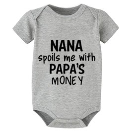 Nana Spoils Me With Papa's Money Romper Baby Girl Short Sleeve Baby Girl Rompers White Baby Girl Clothing 0-3 Months