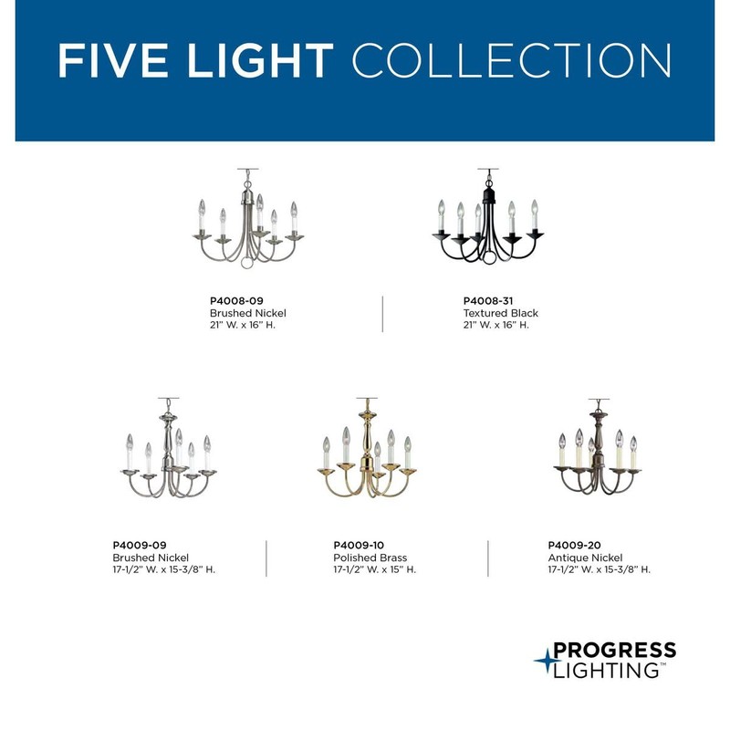 Progress Lighting 5-Light Ivory Candles Traditional Chandelier Light, Indoor, P4009-20,