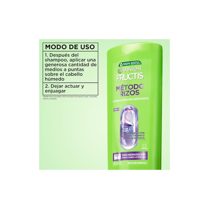 Garnier Fructis Acondicionador Método Rizos Hidratante 650 ml