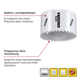 kwb HSS Bi-Metal Hole Saw, Diameter 68 mm, 8% Cobalt Alloy with Progressive Vario Teeth and High Precision for Versatile Uses