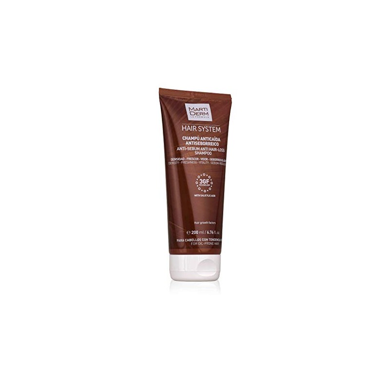 MartiDerm Hair System Champú/Shampoo Anticaída Antiseborreico. Consigue un cabello libre