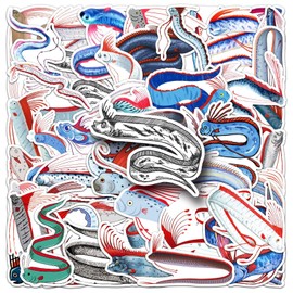50Pcs Cute Cartoon Oarfish Stickers,Waterproof Vinyl Aesthetic Deep Sea Fish & Marine Life Stickers for Journaling,Laptop,Water Bottle,Planner,Scrapbook,Phone Case,Luggage,Skateboard,DIY Decor