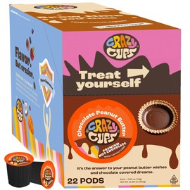 Crazy Cups Peanut Butter Hot Chocolate Pods, Perfect Peanut Butter Cup Hot Chocolate for Keurig K Cups Brewers, Rich and Creamy Peanuts Hot Cocoa, 22 Count