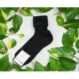 tittimitti 100% Organic Cotton Luxury Women's Socks 1 Pair. Made in Italy. (Noir, numeric_8)