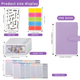 NICOOTHBudget Binder Cash Envelopes A6 Money Saving Binder with Zipper envelopes (Purple)