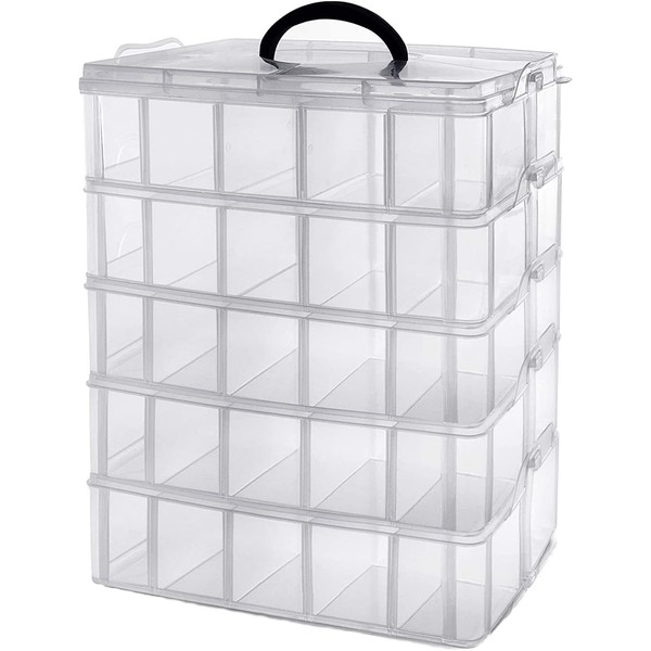 MSYU 5-Tier Stackable Plastic Storage Container Box with 50 Adjustable