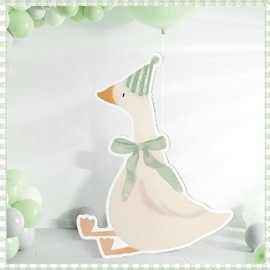 CroBlissful One Silly Goose Party Decorations 1st Birthday Silly Goose Backdrop Duck Animal Background Prop for Birthday Baby Shower Party Supplies(Sage Green,Striped Style)