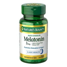 Nature's Bounty Melatonina 3 mg, apoya la relajación, promueve un sueño profundo y reparador, suplemento dietético, 240 unidades, no contienen gluten, lácteos, trigo y son aptas para vegetarianos