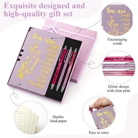 Affrolling 5 Pcs Christian Gifts for Women Religious Gifts Include Inspirational Bible A6 Leather Journal Notepad with 3 Ballpoint Pens with Gift Box Prayer Journal for Women(Purple)