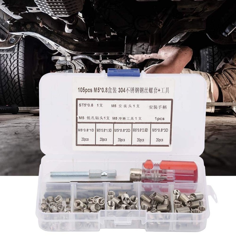 105 Pieces Thread Repair Insert Kit, Hand Tool Set, Comprehensive
