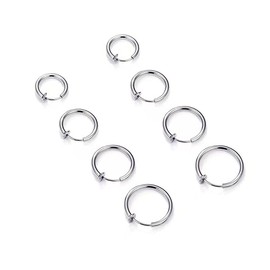 Kstudent 4 Pairs Titanium Steel Hoop Earrings for Men Women, Huggie Loop Hypoallergenic Cartilage Piercing Earrings Set