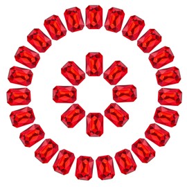 Crystal Rectangle Rhinestones Octagon Point Back Glass Gems Faceted Rhinestones with Silver Plated for Crafts, Jewelry Making 10x14MM 50Pcs Red