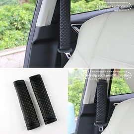 CGEAMDY Soft Seat Belt Pad for Car, 2 Pcs Leather Seatbelt Cover Cushions, Shoulder Strap Pads for Comfortable Driving, Safe Belt Covers, Protect Neck and Shoulder, Universal All Cars (Black)
