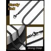 Flat Black Chain Necklace, 3mm Miami Curb Chain For Men