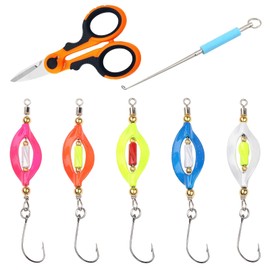 BEELUKY 5 Pieces Spinner Fishing Trout Bait with Fishing Hook Remover and Scissors Trout Bait Trout Fishing Spoon Set Spoons Trout for Trout Pike Perch
