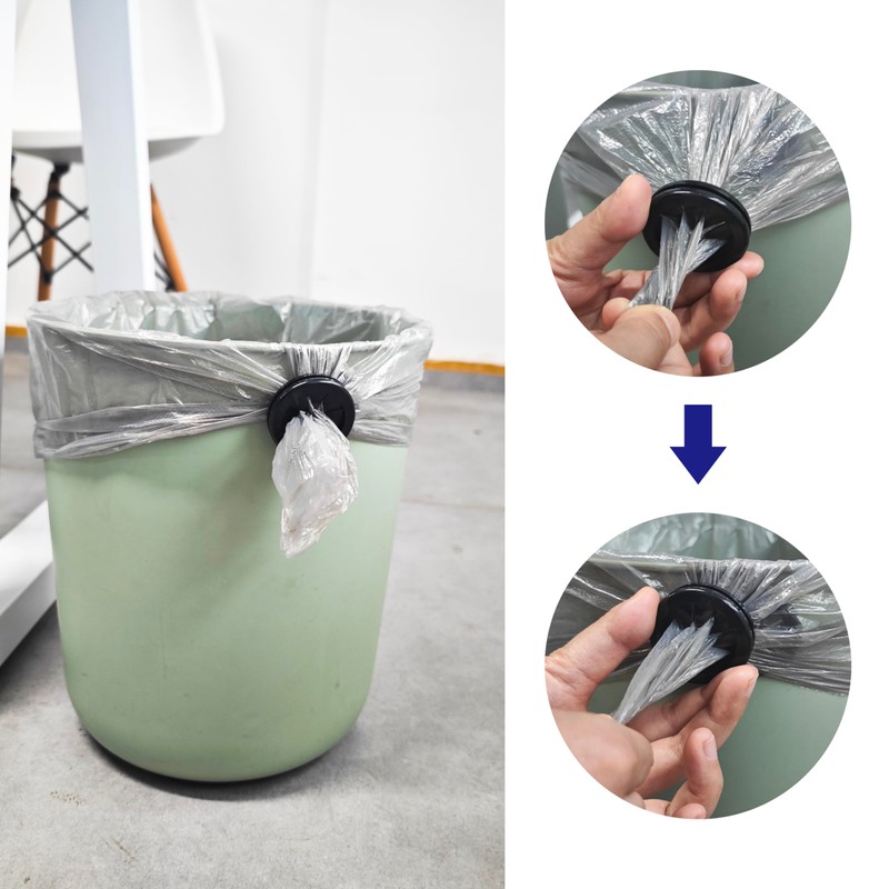 6 Pcs Black Trash Bag Holder - Reusable Trash Liner