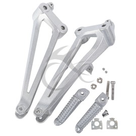 TCT-MT Rear Footpegs Foot Peg Footrest Set Bracket Motorcycle Fit For YAMAHA YZF R1 2009-2014 Aluminum Silver 2010 2011 2012 2013