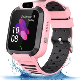 Smart Watch Phone for Kids, Waterproof Smartwatches with Tracker HD Touch Screen for kids Games SOS Alarm Clock Camera Digital Wrist Watch Smartwatch Christmas Birthday Gifts for 3-12 Boy Girls (Pink)