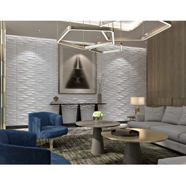 Art3d 3D Leather Tiles Decorative 3D Wall Panels, White Wave 23.6" x 23.6" (6 Pack)