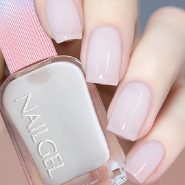 KAHSOSE Jelly Milky White Nail Polish, Quick Dry, Fingernail Polish No UV Needed, Sheer Nail Polish for Women and Girls