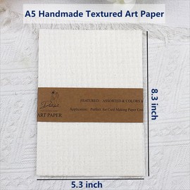 Diuhofart 20 Sheets Scrapbook Paper A5 Size Textured Papers, White Mulberry Art Paper Craft Materials for DIY Card Making, Collage,Decoupage, Junk Journaling Supplies