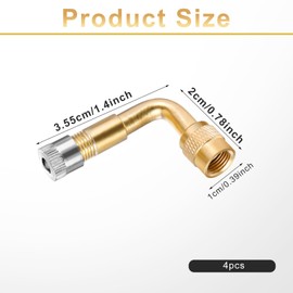 Giantree 4 PCS Valve Stem Extenders, 90 Degree Schrader Tire Valve Stem Extension Brass Adaptor, for Dually Wheels Passenger Car RV Troller Bicycles Motorcycles and Trailers Silver