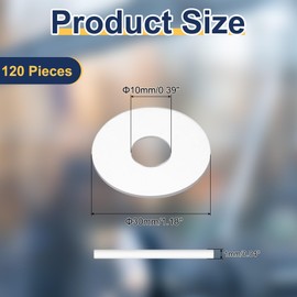 QUARKZMAN Pack of 120 M10 PVC Flat Seals 10 mm ID 30 mm OD 1 mm Thick Plain Washer Grommets Plastic Sheet Seal Fastening Element Seal Water Hose Washers Transparent