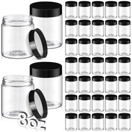 Tanlade 40 Pcs 8 oz Plastic Containers Jars with Lids Empty Clear Small Round Storage Jars for Powder Liquid Food Storage Kitchen Cosmetic Lotion Ointments Creams