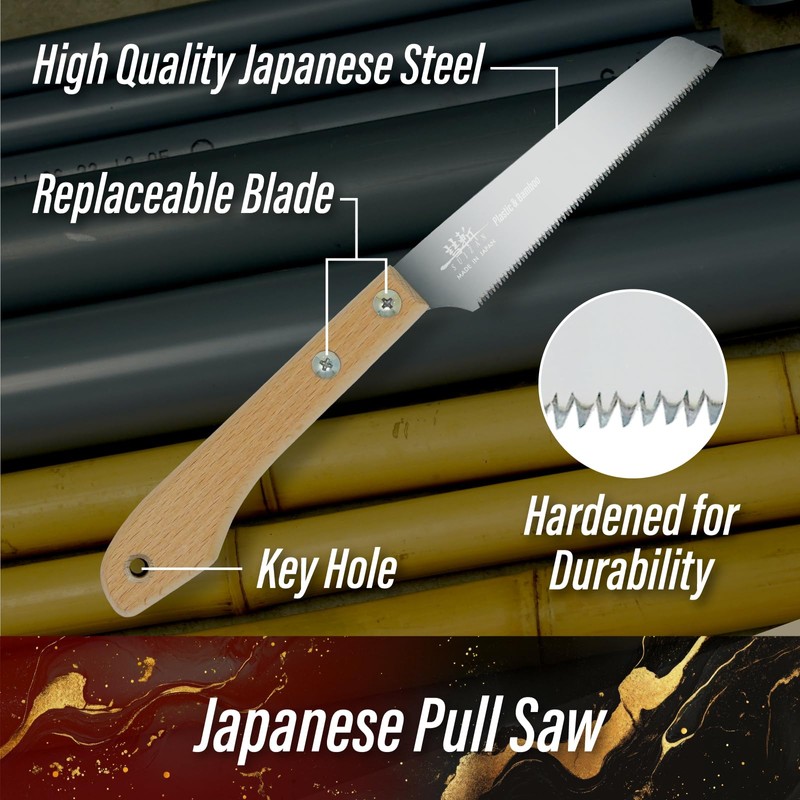SUIZAN Small Hand Saw 5" Plastic Bamboo Blade - Compact