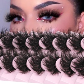 Mink Lashes Fluffy 8D Volume Dramatic False Eyelashes Soft 20mm 10 Pairs Pack Wispy FANXITON Faux Mink Eye Lashes
