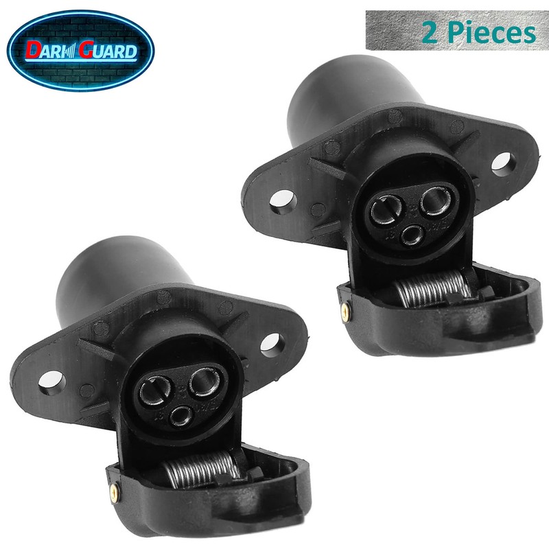 DARKGUARD 2Pieces 3 Pin Tractor Socket 12v 24v,Norm Din 9680,3